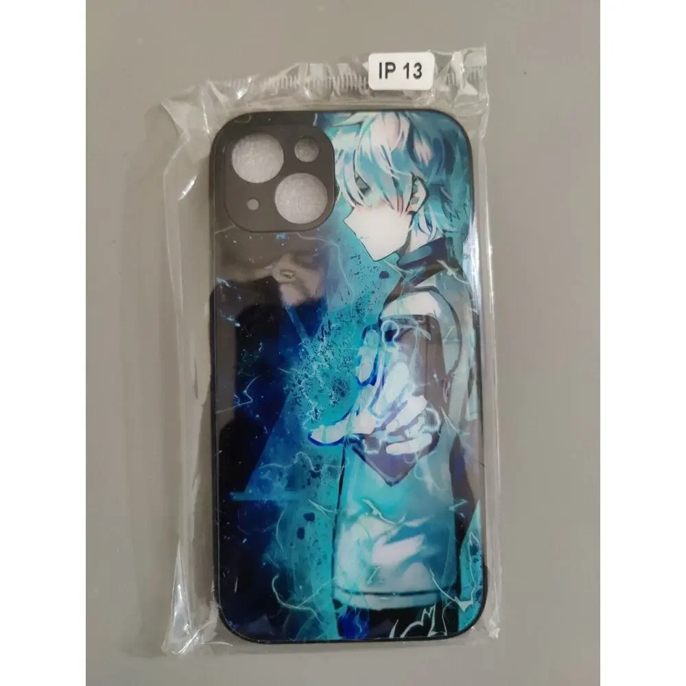 Anime Printed iPhone 13 Cases Black Outside Blue Print Hard Rubber Case